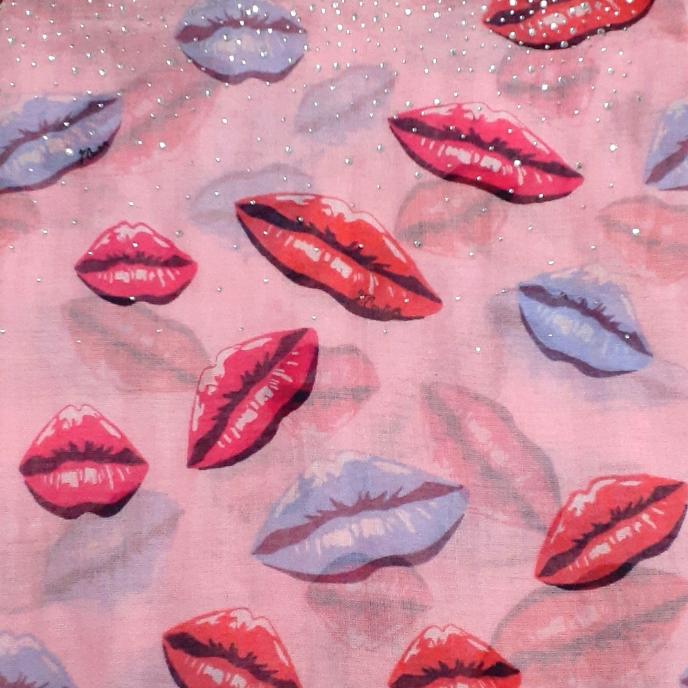 Juicy Couture Pink Lip Scarf with Rhinestones